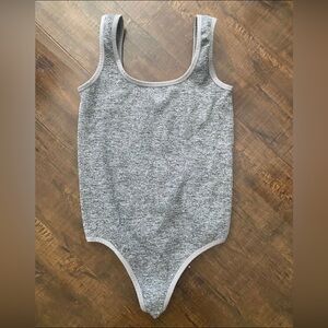 colsie tank top shirt bodysuit gray grey ribbed size large